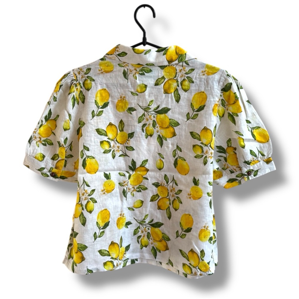 Cynthia Rowley 100% Linen Lemon Print Blouse - Picture 2 of 9